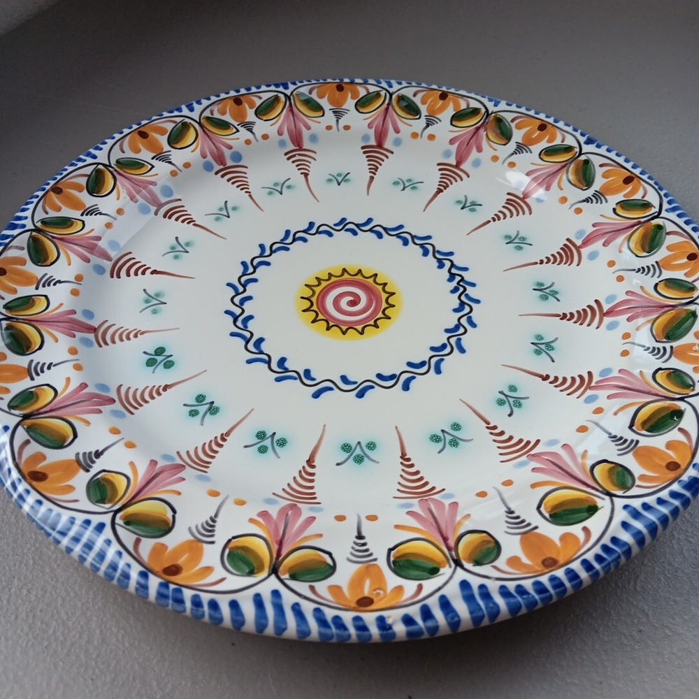 De-La-Cal-Barreira-Puente Spain Handmade Ceramic Pottery Plate Artsy Peasant VTG - Picture 2 of 7